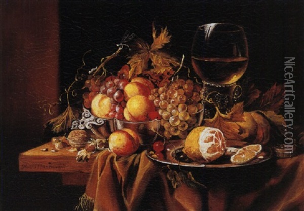 Fruchtestillleben Mit Romer Oil Painting - Hendrik Van Steenwijk