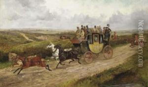The London And Norwich Coach Oil Painting - George Finch Mason