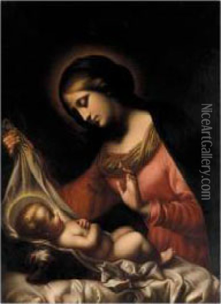 The Madonna Of The Veil Oil Painting - Georgios Varouchas