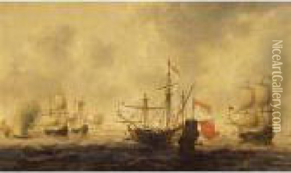 The Dutch Attack On The Medway Oil Painting - Jacob Adriaensz. Bellevois