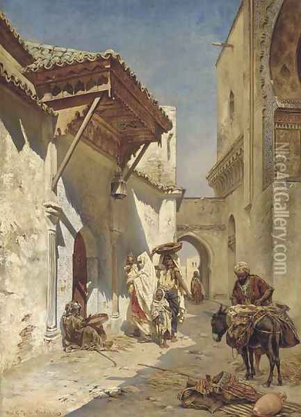 A Street Scene Oil Painting - Rudolph Gustav Muller
