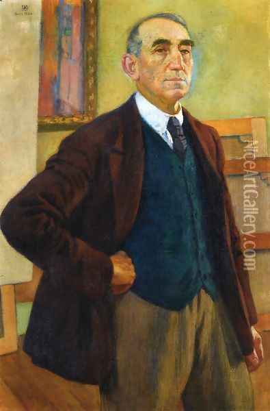Self Portrait in a Green Waistcoat Oil Painting - Theo van Rysselberghe