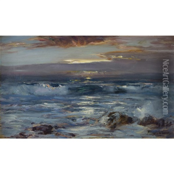 Sunset Machrihanish Oil Painting - John Campbell Mitchell
