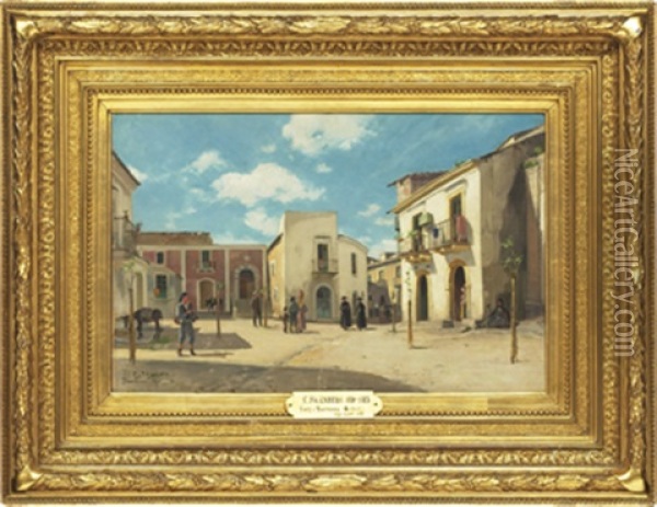 Torg I Taormina (sicilien) Oil Painting - Carl Skanberg
