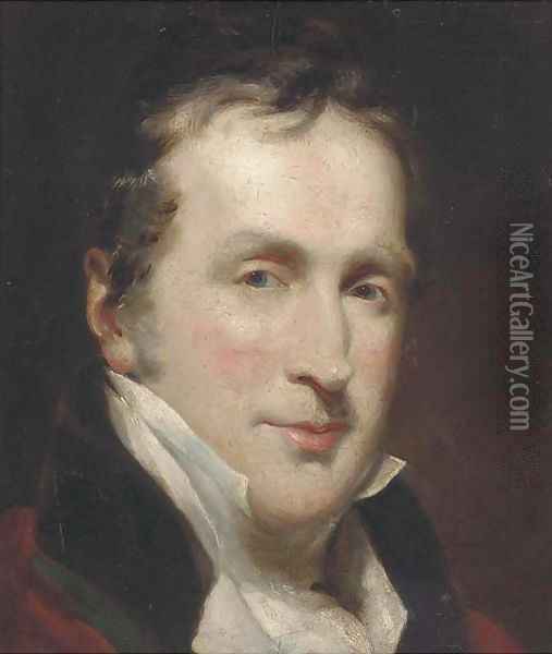 Portrait of a gentleman, bust-length, in a white cravat Oil Painting - Sir Thomas Lawrence