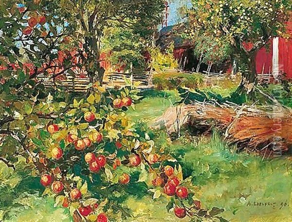 Vanhasta Hedelmatarhasta (From The Old Fruit Garden) Oil Painting - Albert Edelfelt