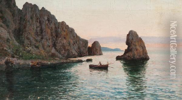 Fishing Boat At Dawn Oil Painting - Giuseppe Giardiello