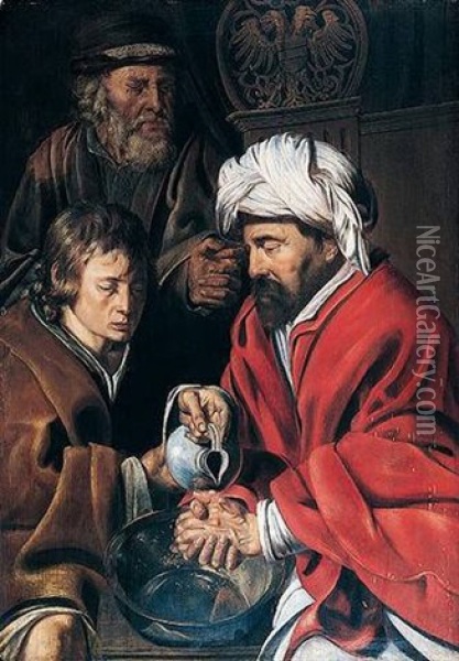 Pontius Pilate Washing His Hands Oil Painting - Jan Wouters