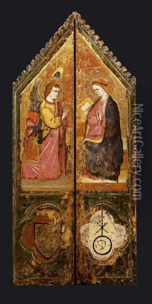 Madonna Col Bambino E Sei Angeli Con Capselle-reliquiario Oil Painting - Jacopo Di Paolo