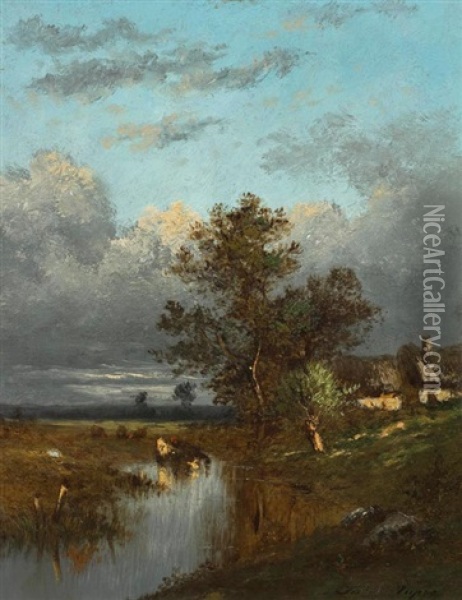 Landschaft Mit Kuhen Oil Painting - Jules Dupre
