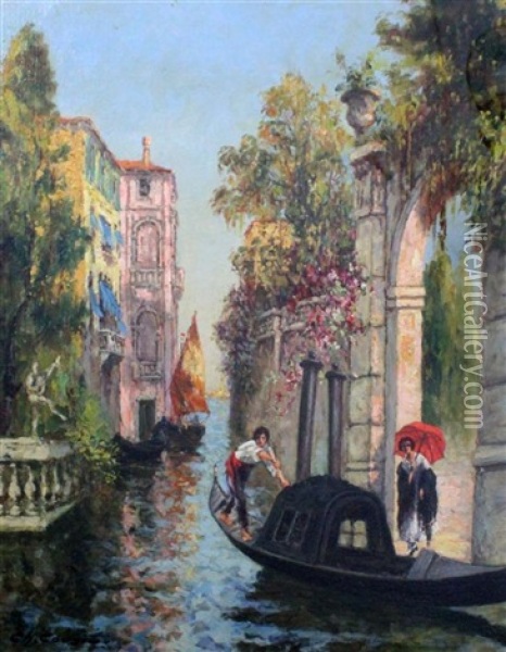 A Gondolier, Venice Oil Painting - Charles Cousin