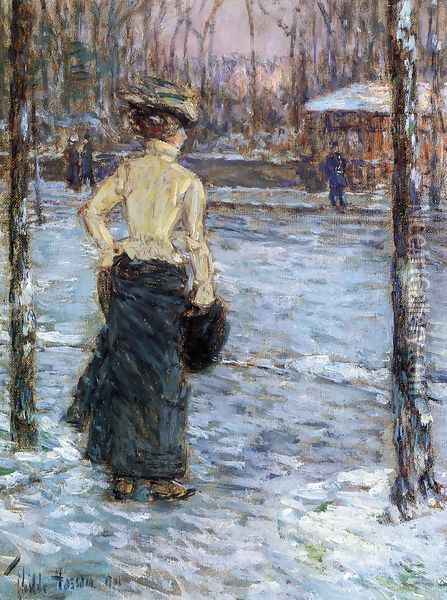 Winter, Central Park Oil Painting - Frederick Childe Hassam