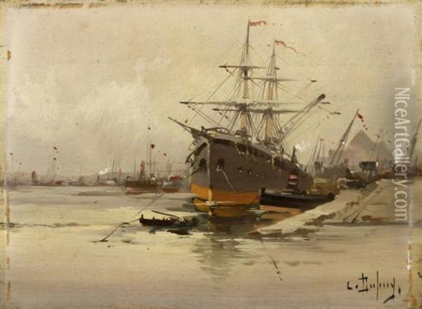 Aboat In Harbour Oil Painting - Louis Dupuy