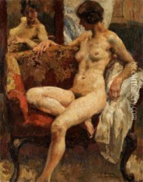 Weiblicher Akt Vor Dem Spiegel Oil Painting - Paul Paede