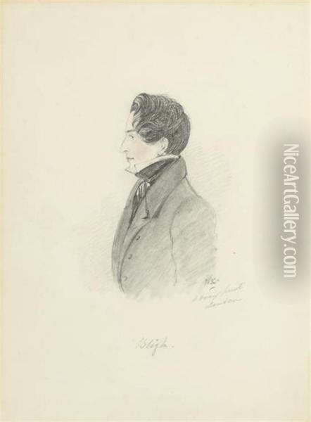 A Portrait Of A Gentleman, Half-length, In Profile Wearing A Cravat(illustrated); And A Portrait Of Quintin Dick Esq., Half-length, Inprofile Oil Painting - Alfred, Comte D' Orsay
