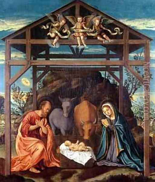 Nativity Oil Painting - Girolamo Del Pacchia