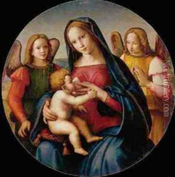 Madonna And Child With Adoring Angels Oil Painting - Ridolfi Domenico Di Ghirlandaio