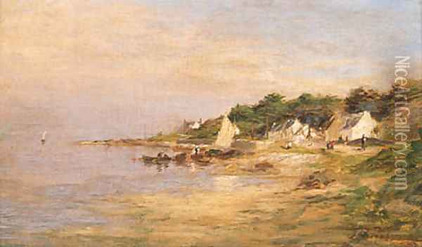 An East coast Fishing Village Oil Painting - Joseph Farquharson
