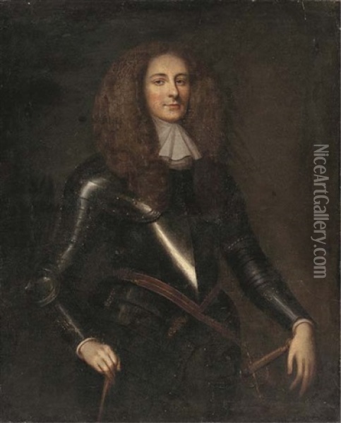 Portrait Of A Gentleman, Three-quarter-length, In Full-armour Oil Painting - John Hayls