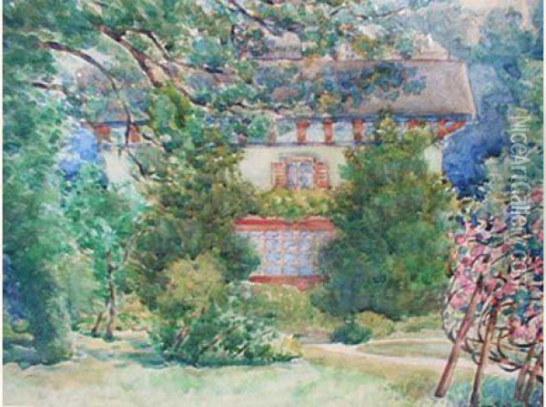 Maison Genevoise Et Jardin Fleuri Oil Painting - Eugeniusz Dabrowa-Dabrowski