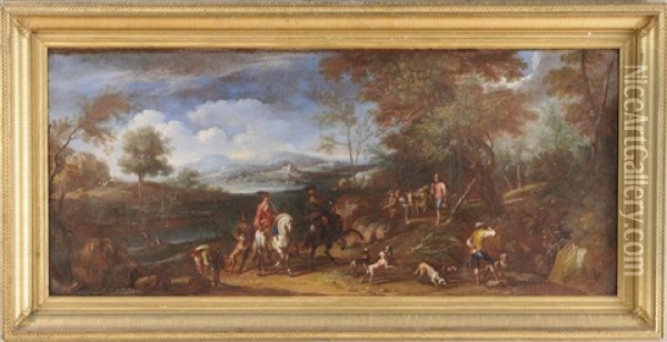 Hunt Scene Oil Painting - Adam Frans van der Meulen
