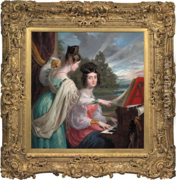 Portrait Of The Hon. Charlotte 
Stuart And The Hon. Louisa Stuart, Daughters Of Sir Charles Stuart, 
Baron Stuart Of Rothesay Oil Painting - Sir George Hayter