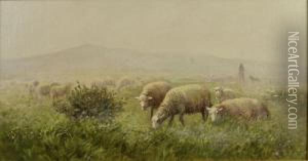 Les Moutons Oil Painting - Jean-Ferdinand Chaigneau