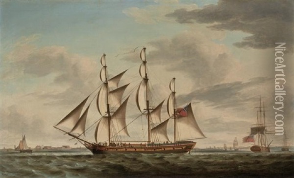 Departure From The Harbor, 1787 Oil Painting - Robert Dodd