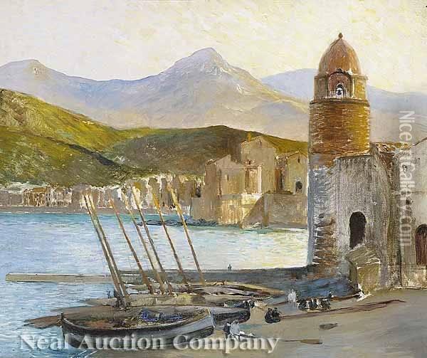 The Old Harborat Collioure, France Oil Painting - Auguste Deroy