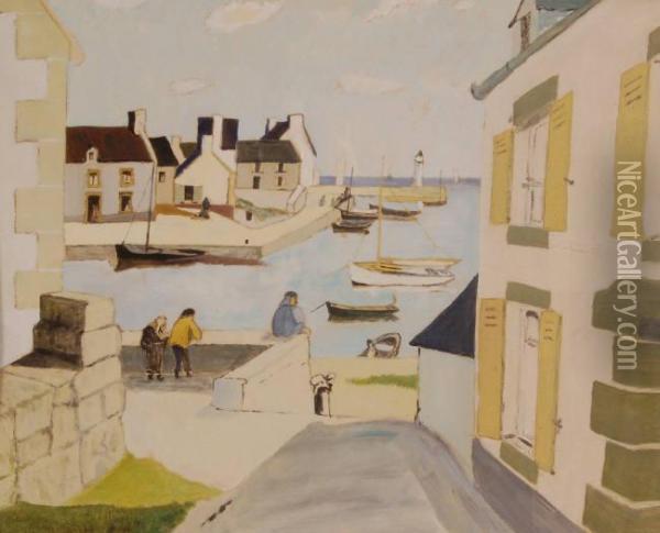 Fishing Harbour Scene Oil Painting - Christopher Wood