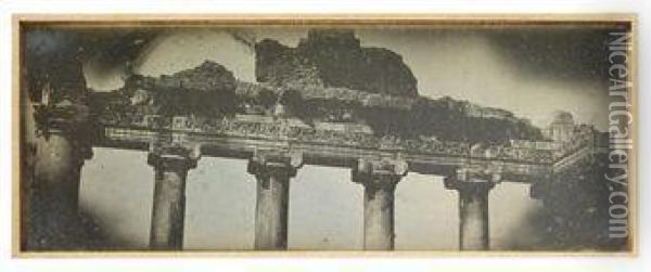 Rome 1842. Temple]de La Concorde Oil Painting - Joseph Philibert Girault De Prangey