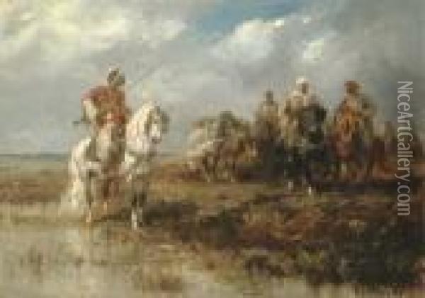 Oriental Horseman Oil Painting - Adolf Schreyer