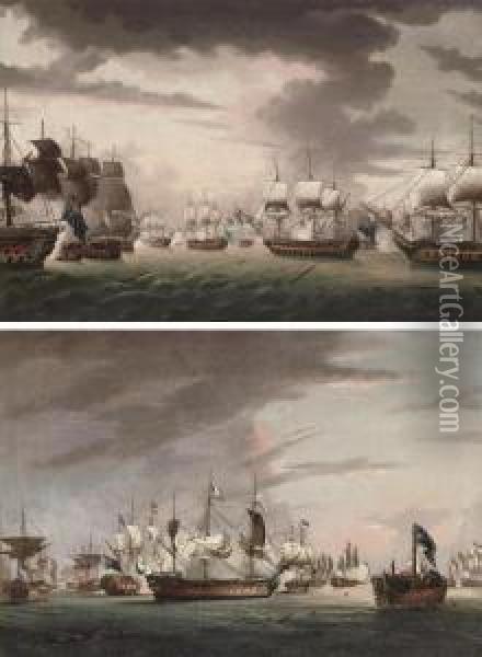 The Battle Of The Saintes, 12th April Oil Painting - Robert Dodd