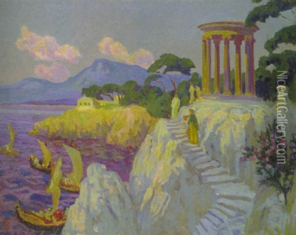 Sonnenuntergang Bei Capri Oil Painting - Hans Christiansen