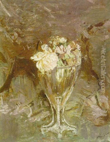 Still Life With Flowers In A Vase Oil Painting - Paul Cesar Helleu