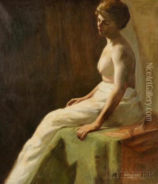 Seated Nude. Oil Painting - Helena Sturtevant