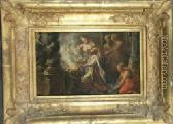 Solomon Sacrificing To The Idols Oil Painting - Sebastiano Ricci