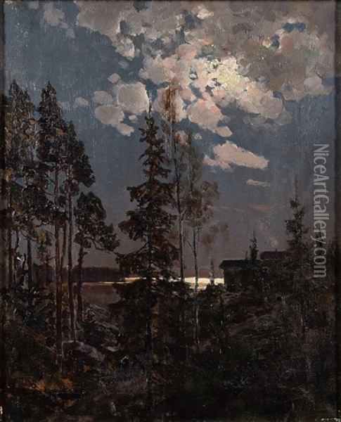 Moonlight Oil Painting - Aukusti Uotila