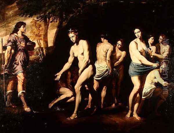 Diana and her Nymphs Surprised by Actaeon Oil Painting - Andrea Vaccaro