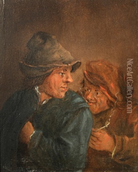 Two Boors Smoking Oil Painting - Adriaen Jansz van Ostade