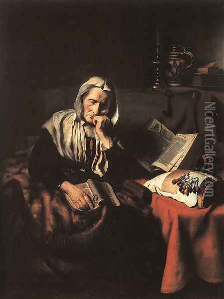 Old Woman Dozing Oil Painting - Nicolaes Maes