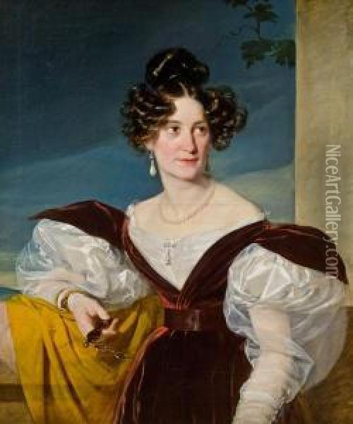 Portrat Frau Amalie Klein Geb. Von Henikstein Oil Painting - Friedrich Ritter von Amerling