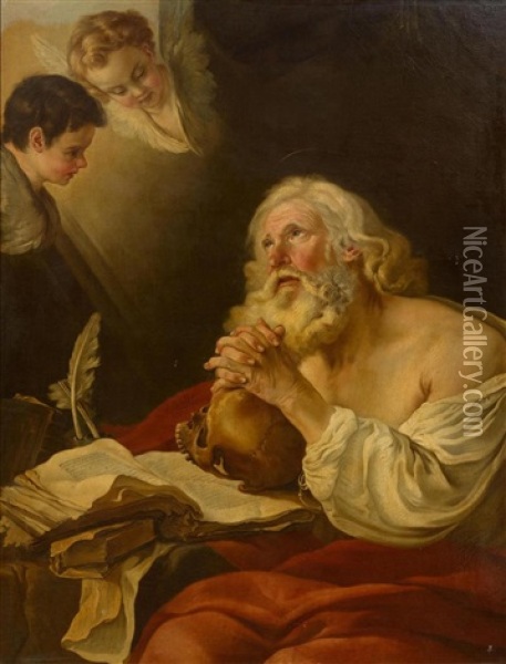 Saint Hieronymus At Prayer Oil Painting - Giovanni Battista Gaulli