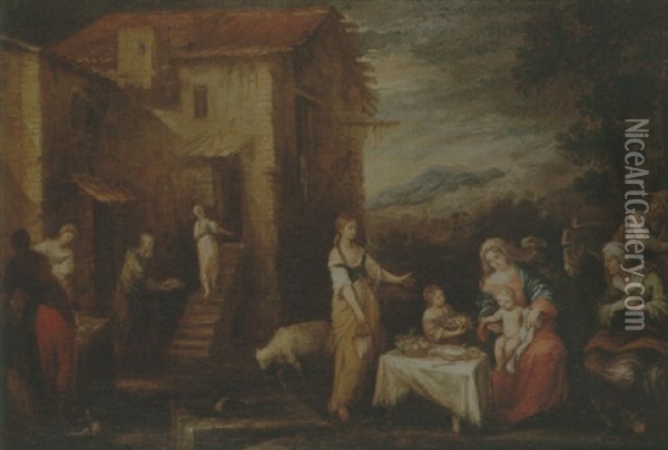 The Rest On The Flight Into Egypt Oil Painting - Francisco Antolinez
