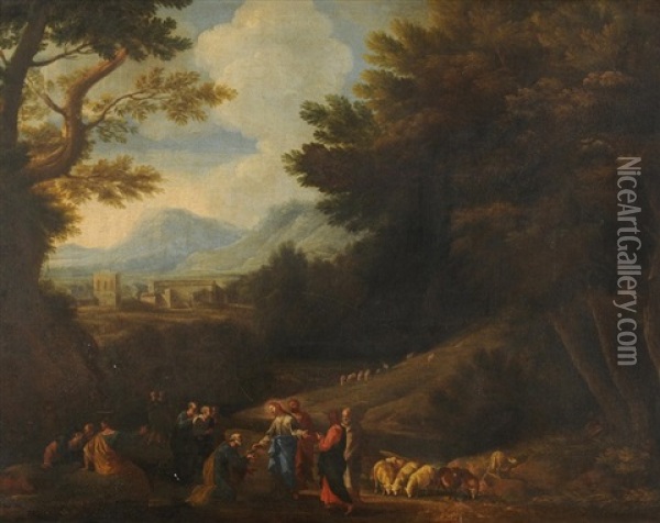 Jesus Ubergibt Petrus Die Schlussel Oil Painting - Nicolas Poussin