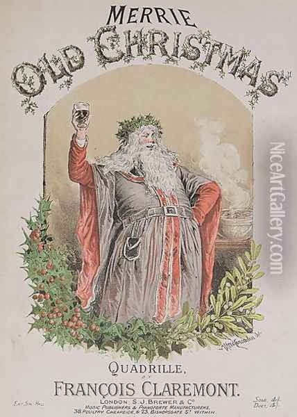 Front cover of the music score for Merrie Old Christmas Oil Painting - Alfred Concanen