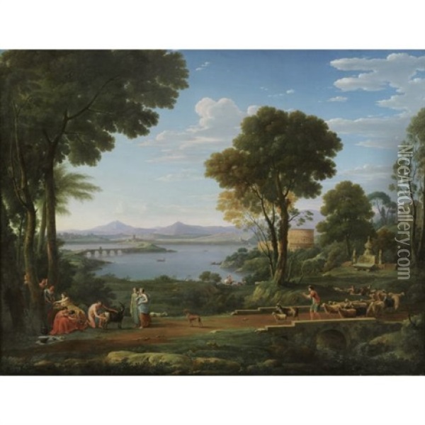 A Landscape With The Nurture Of Jupiter Oil Painting - Hendrick Frans van Lint