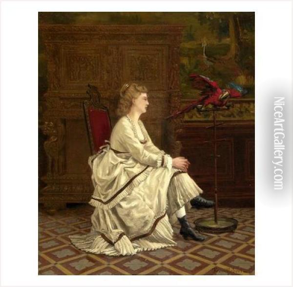 L'elegante Et Le Perroquet Oil Painting - Paul Trouillebert
