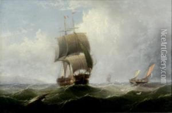 Fishing Boats And Other Shipping Off The Coast Oil Painting - Edward King Redmore