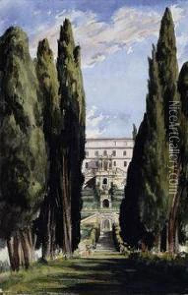 Villa D'este, Tivoli Oil Painting - Charles Vacher